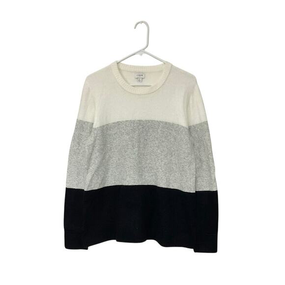 J.Crew Colorblock crewneck sweater in extra-soft yarn Womens Wool Blend Sz Large - Picture 1 of 7
